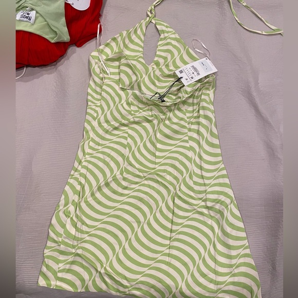 Stain effect green print dress - Picture 3 of 5